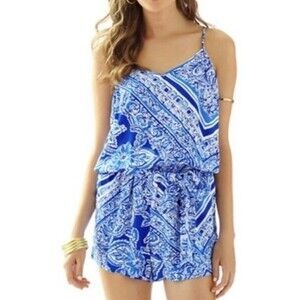 Lilly Pulitzer Blue and White Paisley Romper